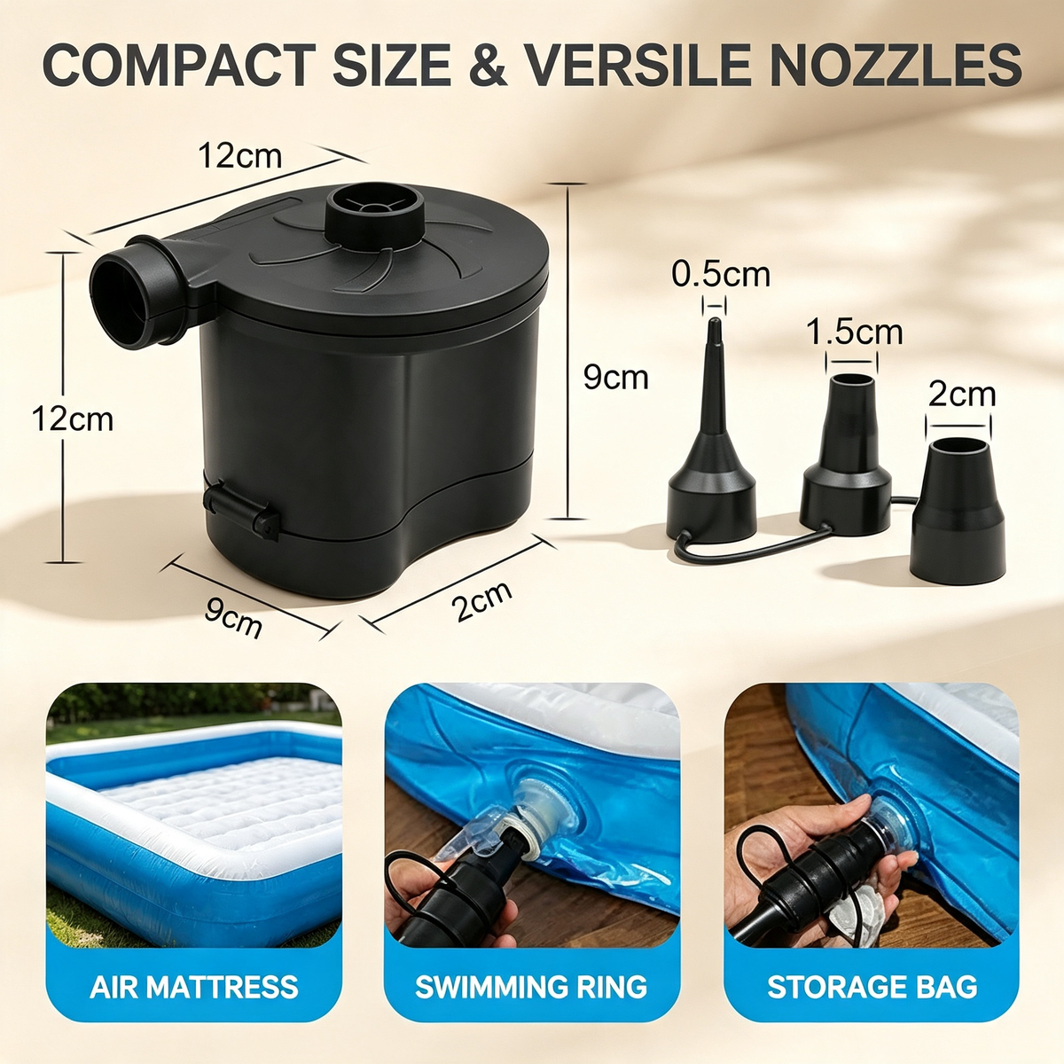 Battery Powered Portable Electric Air Pump for Inflation and Deflation