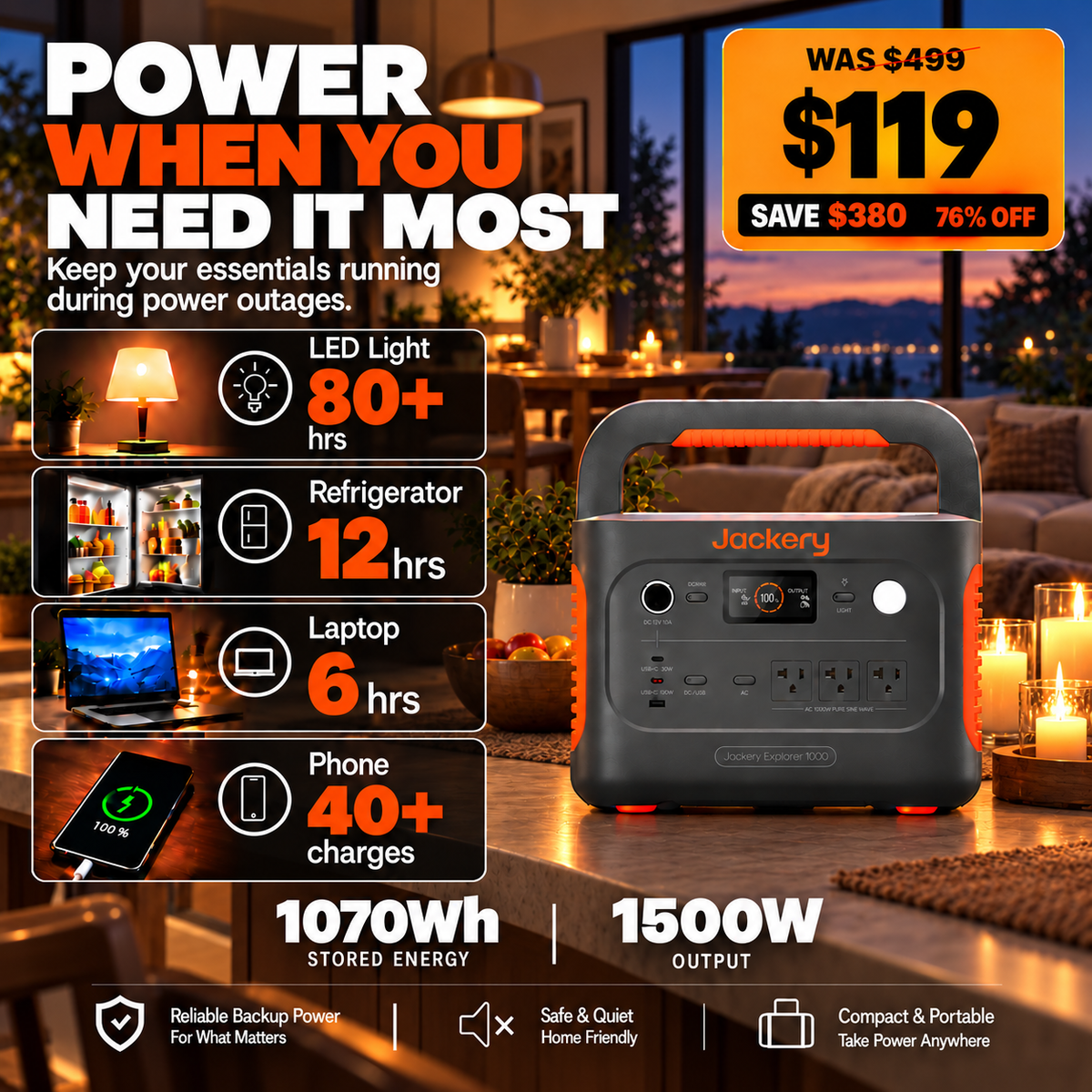 1070Wh Solar Generator Kit + FREE 200W Solar Panel (Limited BOGO)