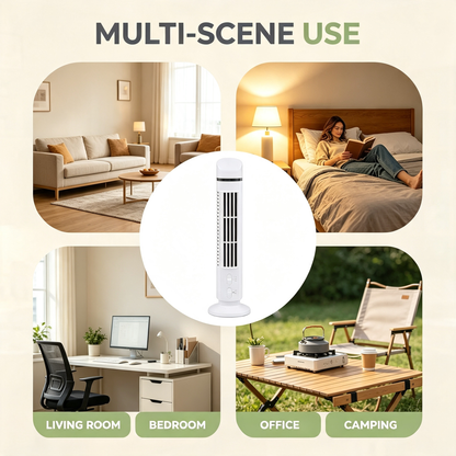Mini Desktop Tower Fan with Adjustable Wind Speed and Oscillation