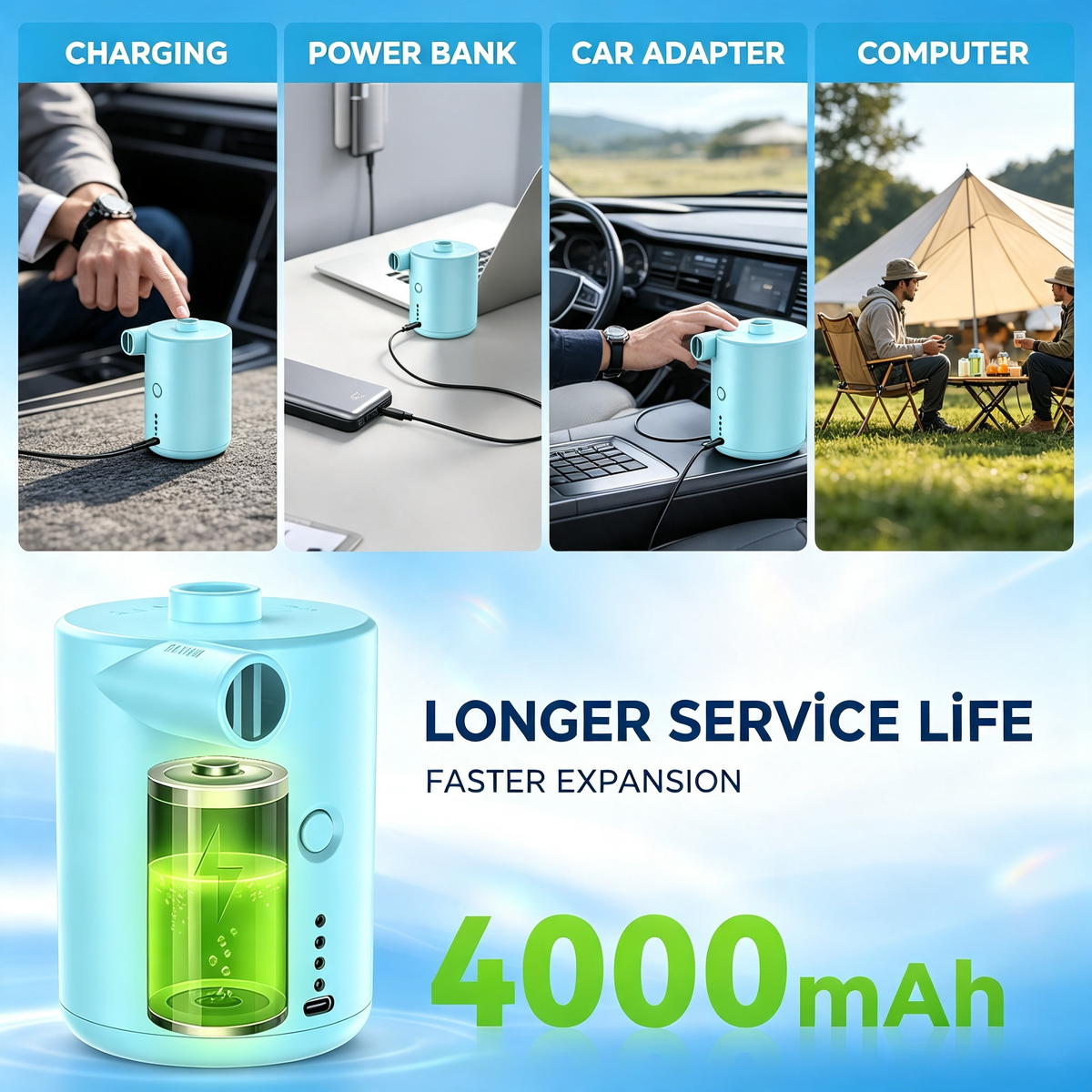 Portable Rechargeable Electric Air Pump for Inflation and Deflation