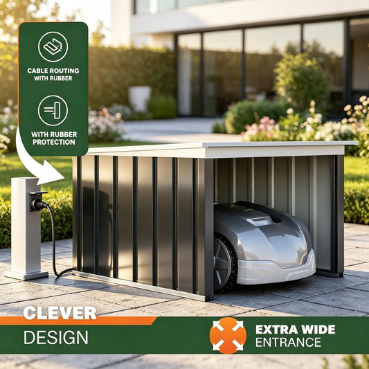 Galvanized Steel Robot Lawn Mower Storage Shed for Outdoor Garden