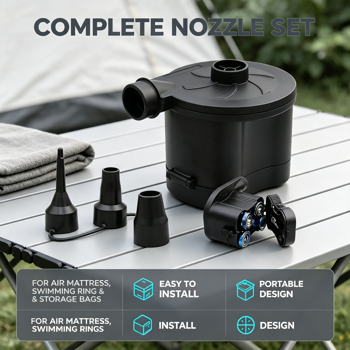 Battery Powered Portable Electric Air Pump for Inflation and Deflation