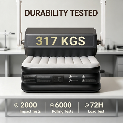 Raised Double Air Mattress with Built‑in Electric Pump